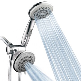 Hotel Spa PowerSpa Top American Brand High Pressure 3-way Luxury Overhead/Handheld Shower Head Combo with 63 Flow Settings, Water Saving Hand Pause Switch and Stainless Steel Hose