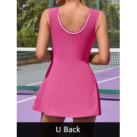 ATTRACO Tennis Dress Wrap Athletic Dress Skort Dresses for Women Workout Dresses for Woman Rose Red