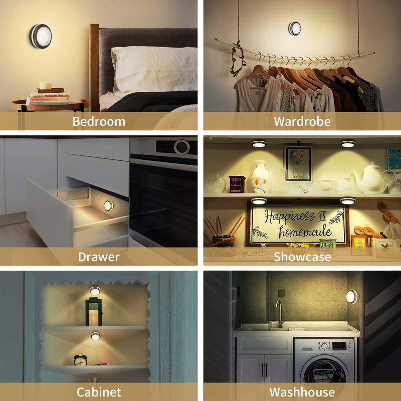 Petorobot LED Puck Lights with Remote Battery Operated Under Cabinet
