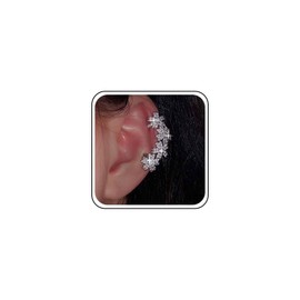 Cimenexe Bohemian Crystal Flower Cuff Earrings Silver Cz Flower Cartilage Earring Cz Flower Ear Cuff Earrings Tiny Rhinestone Flower Cartilage Cuff Earring Non Pierced Clip on Earring Jewelry