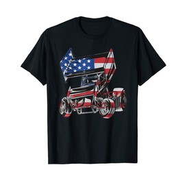 Sprint Car Racing USA Flag T-Shirt