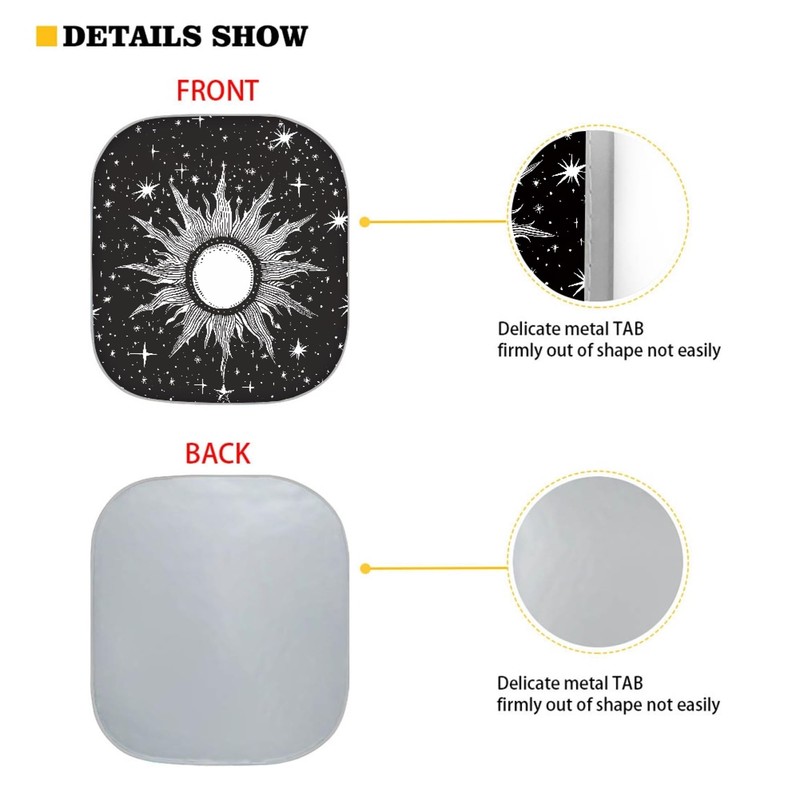 Coldinair Sun Moon Front Windshield Shade 2Pcs Sunshade for Car