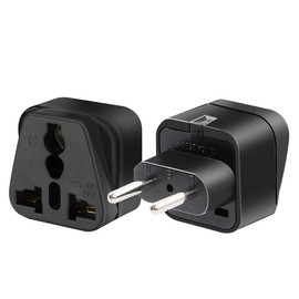 Strhowill (2pack) EU Plug 2 pin to 3 Hole a Variety of National Socket Travel Conversion Plugs,European Standard Plug Travel Adapter,2 Prong Plug to 3 Hole Socket for AUS/US/UK (Black)
