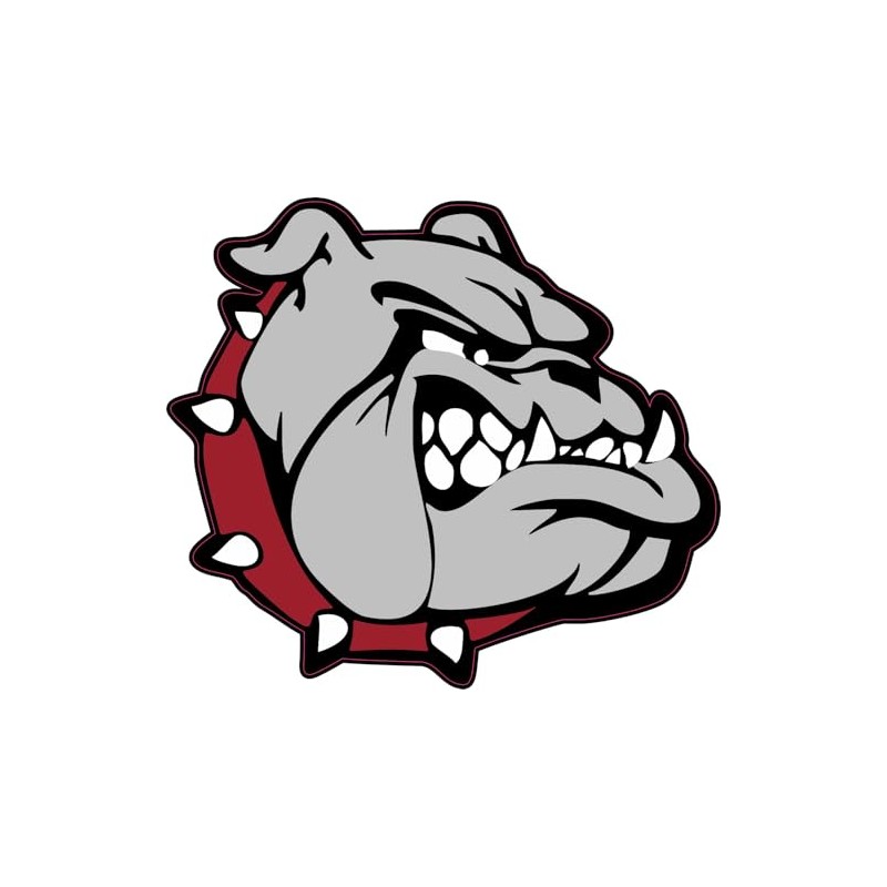 StickerTalk Right Facing Maroon Collar Bulldog Vinyl Sticker, 5 inches