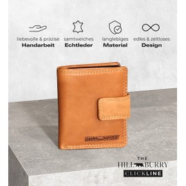 Hill Burry Raj Genuine Leather Credit Card Holder with Sliding Function, Note Compartment, Coin Compartment, RFID Protection, Slim Wallet, Credit Card Case, Wallet for up to 10 Cards, Cognac, Modern