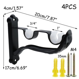 HEVSTIL 4Pcs Heavy Duty Double Curtain Rod Brackets, 1" & 3/4" Inch Rod Holders Vintage Design Fit for 1 Inch Drapes Rod Design for Window Curtains Rod Hangers with Screw,Black