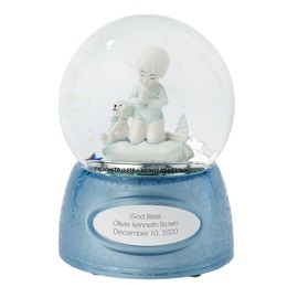 Things REMEMEBERED Engraved Praying Boy Musical Snow Globe (Free Customization), Plays The Lord is My Shepherd Music Baptism or First Communion Gift