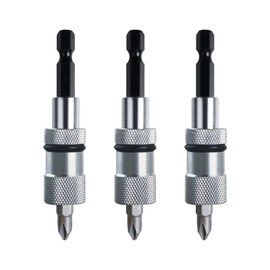 Pack of 3 Drywall Bit, Magnetic Quick Change Bit Holder, Bit Holder, Drywall Bit, 1/4 Inch Hex Shank Drywall Attachment for Cordless Screwdrivers and Hand Drills (Silver)