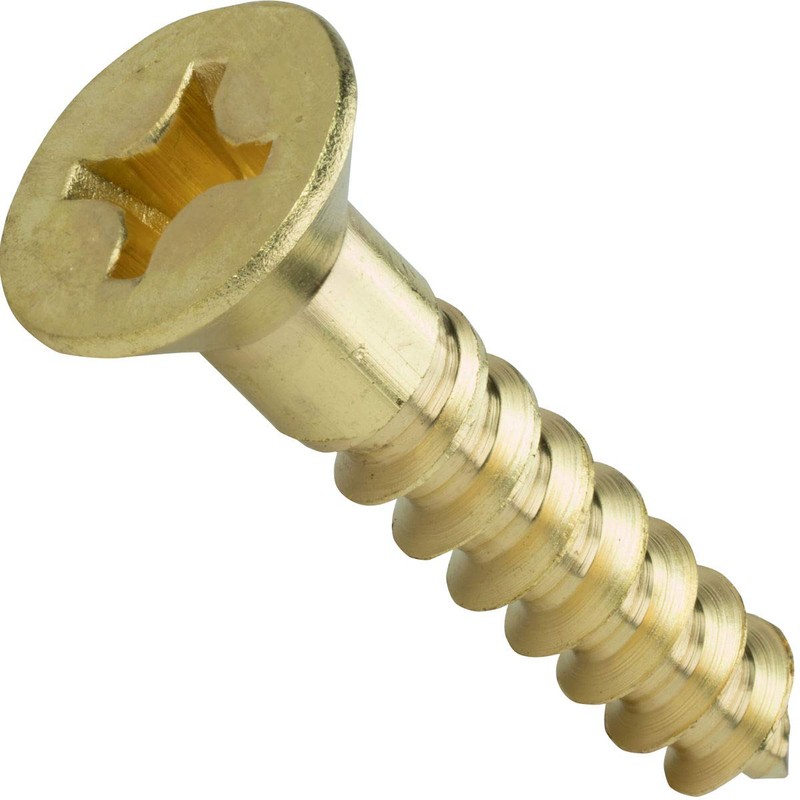 #8 x 1/2 Flat Head Countersink Solid Brass Wood Screws