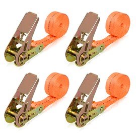 Tie Down Straps with Ratchet Fastening Strap Load Capacity 400 kg Ratchet Straps Lashing Straps 2 m Long 25 mm Wide Pack of 4 Robust Lashing Straps for Car, Sack Truck, Motorcycle, Luggage, Camping,