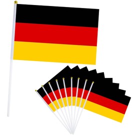 10Pcs Germany Stick Flag for Oly Decorations 2024,Hand Held Germany,Deutschland Small Flags,14x21cm Mini Handheld Flags Oly Games Themed Decoration for Garden,Bar,Party And Street Oly