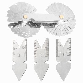 Eyech Stainless Steel Screw Thread Pitch Cutting Gauge Tool Set, 58 Pcs Metric & America SAE Type & British Whitworth Caliper Gages + 3pcs 55 & 60 Degree Center Gage Measuring Tool