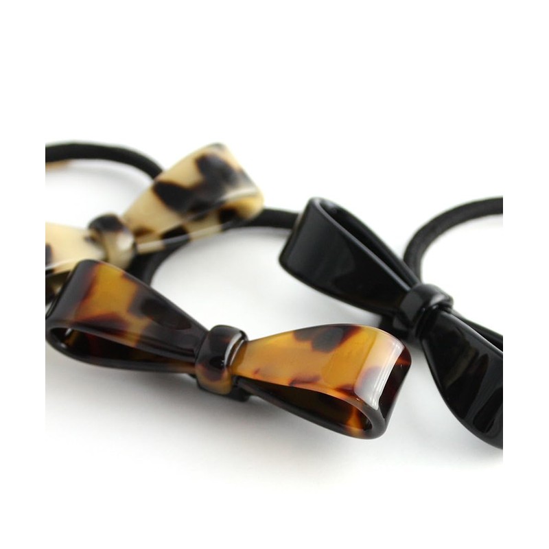KOBE VINGTAINE H-643-BR Tortoise Shell Simple Ribbon Hair Elastic, Marble