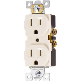 GE Ultra Pro Grounding Duplex Heavy-Duty Receptacle, 2 Outlet, in-Wall Outlet, Reinforced Yoke, Self-grounding Clip, 3 Prong, Supports 15A, UL Listed, Light Almond, 42478
