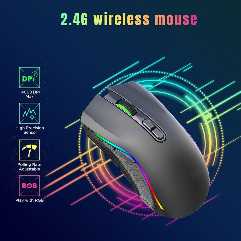 Wireless Mouse 2.4G USB Receiver 800 to 4800 DPI Ergonomic