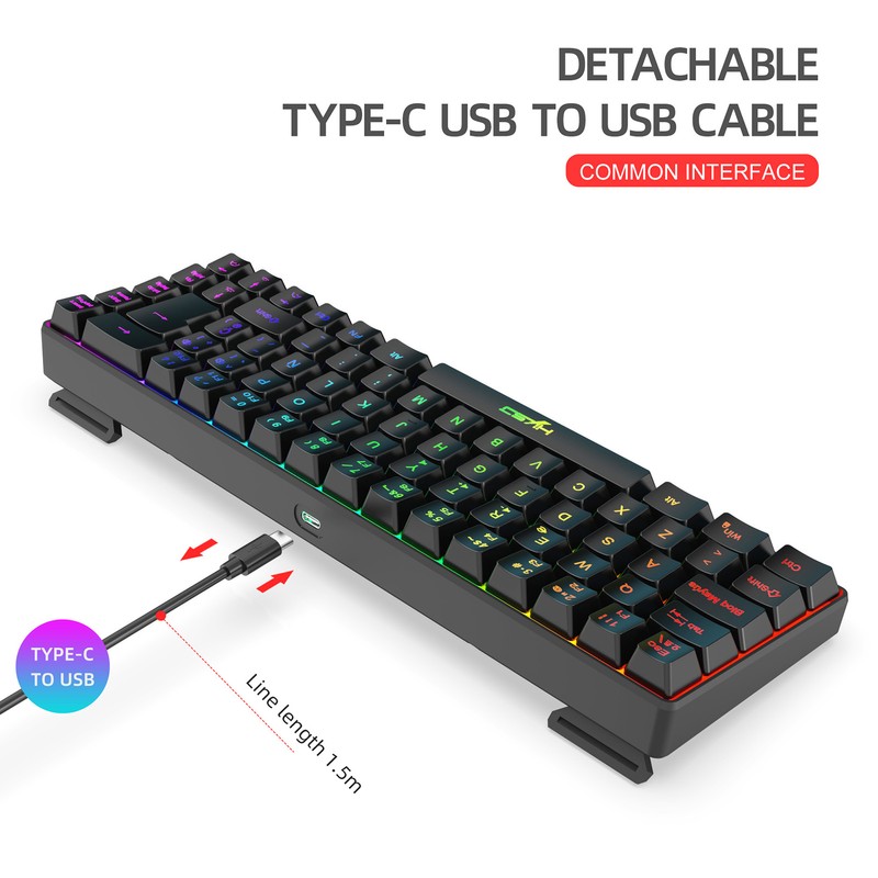 HXSJ V200 Wired K68 RGB Streamer Mini Gaming Keyboard 19-Key