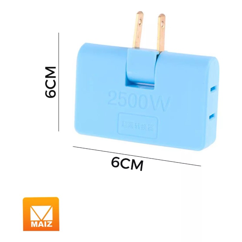 Maíz 3pz Adaptador Enchufe Bisagra Multicontacto Giratorio 180°