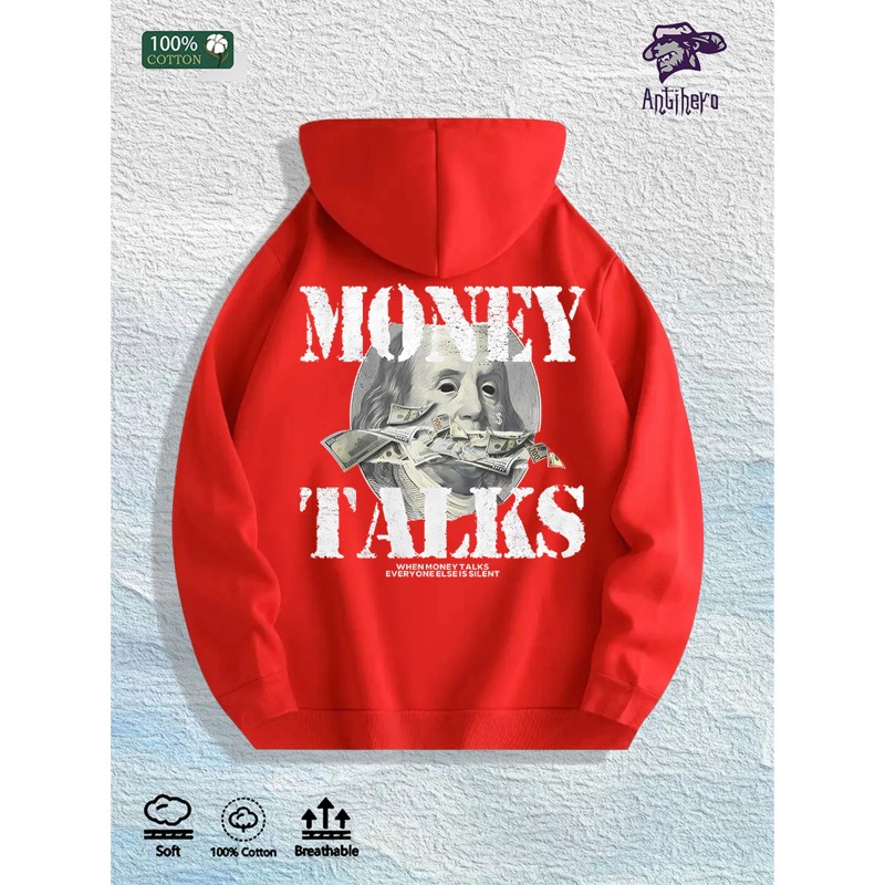 Money Talks Graphic Hoodie 100% Cotton US Warehouse 7 ColorsColor: