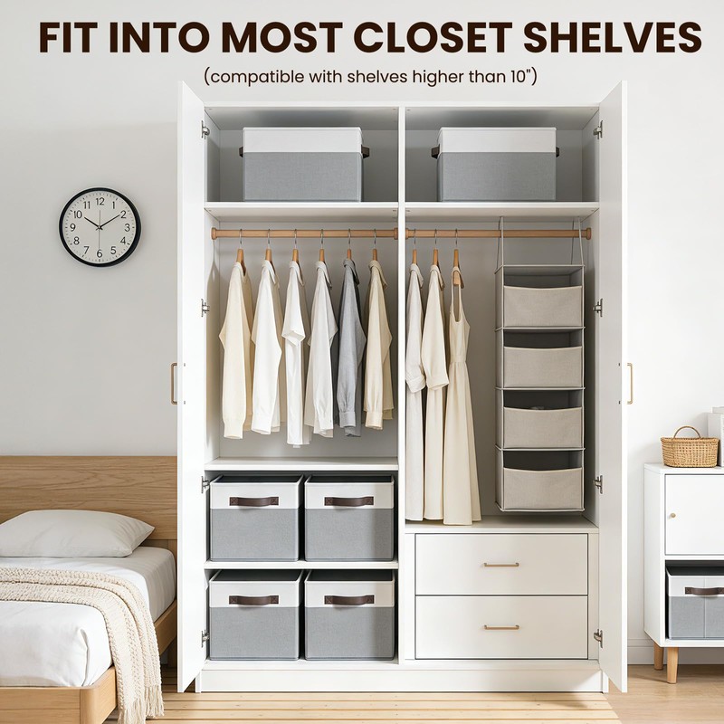 Criusia Closet Organizers and Storage Baskets - 6 Pack Shelf