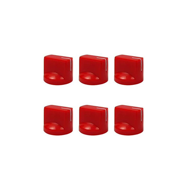 FLEOR 6pcs Red Plastic Guitar Amp Knobs Flat Flush Head