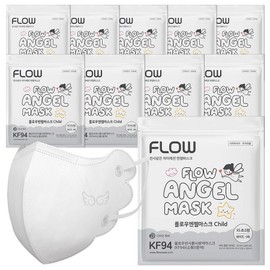 Flow Angel Mask KF94 Toddler Mask XS Extra Small, 5-Pack, 10 Packs, White / 플로우천사마스크 KF94 유아 마스크 XS 초소형, 5개입, 10개, 화이트