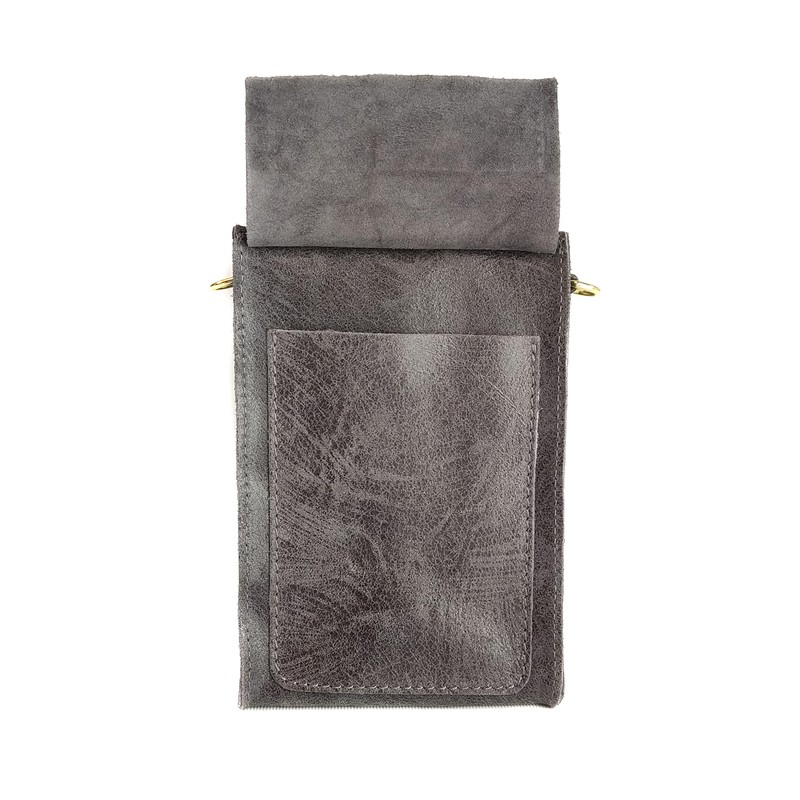 Duna Leather Shoulder Bag (Grey)