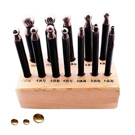 Dapping Punch Set 12 Pieces with Wooden Stand Jewelry Metalsmiths Metal Tool