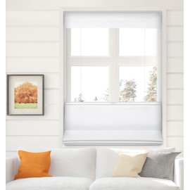 Arlo Blinds Thermal Room Darkening Fabric Roman Shades Top Down Bottom Up, Color: Pure White, Size: 24" W X 72" H, Cordless Lift Window Blinds