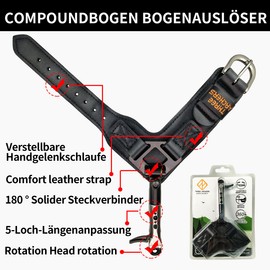 THREE ARCHERS Archery Wrist Release Trigger Compound Bow Release Adjustable Wrist Strap Brake Caliper Handle Release