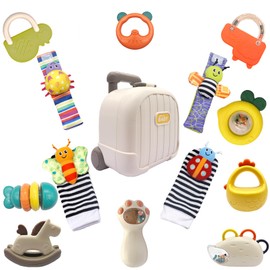 Baby Rattle Teething Toys, Newborn Baby Toys, Baby Rattle Set, 14Pcs Newborn Baby Toys + 1Pcs Storage Box, Newborn Toys for 0-12 Months