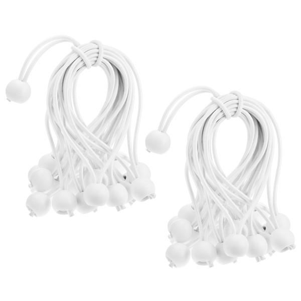 QWORK® 50 pcs Bungee Cord with Balls, 6 inch, White
