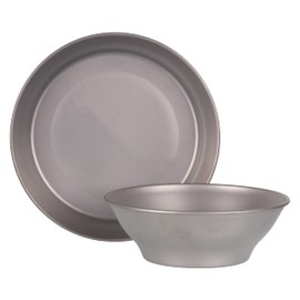 Lifeventure Superlight Titanium Plate And Bowl Set With Storage Pouch – Ultra Lightweight Ideal For Camping Or Travel, Silver