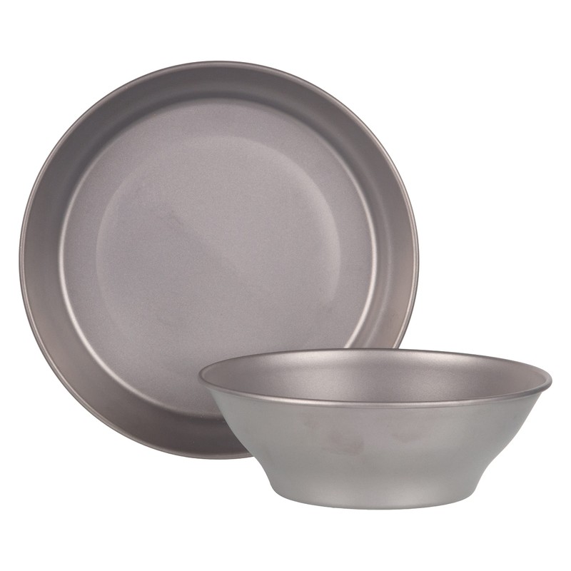 Lifeventure Superlight Titanium Plate And Bowl Set With Storage Pouch