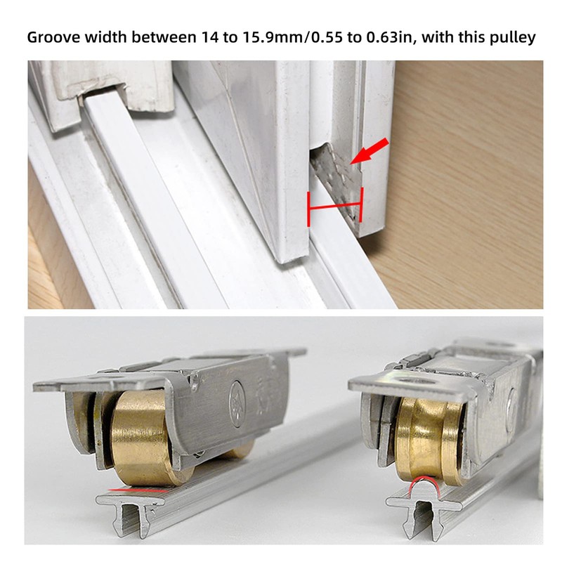 4 Piece Sliding Door Tandem Roller Assembly Stainless Steel Copper