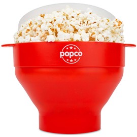 The Original Popco Silicone Microwave Popcorn Popper with Handles | Popcorn Maker | Collapsible Popcorn Bowl | BPA Free and Dishwasher Safe | 15 Colors Available (Red)…