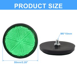 Unlorspy 4 Pcs Green Round Reflectors 58mm/2.28 Inch Plastic Universal Round Reflective Screw Mount Round Warning Reflector for Motorcycle Bike