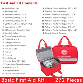 SAFECASTLE Emergency Compact Kit Supplies Bag for Home, Office, Travel, Outdoor, Camping, Hiking Portable First Aid Emergency Gear Trauma Kit | Survival Kit for Adventures 317 Pieces