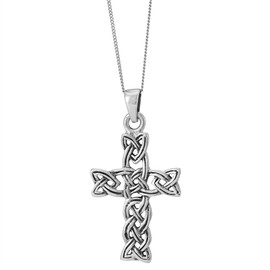 Silverly Men's Women's 925 Sterling Silver Woven Celtic Braid Knot Cross Pendant Necklace, 18"