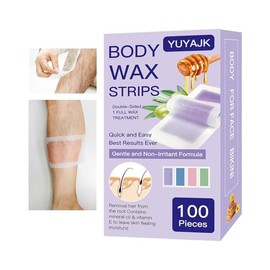 Wax Strips 100 Strips Removal Waxing Strips Patch/Patches Hair Body Wax Strips for Hair Removal at Home for Men and Women Depilatory Patch 100 Wax Strips + 24 Calming Oil Wipes