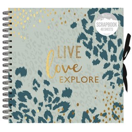 Home Collection Live Love Explore Animal Print Spiral Bound Scrapbook Photo Album Square 40 Sheets