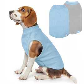 KYEESE 2Pack Dog T Shirts Waffle Stretchy T-Shirts Lightweight Tank Top Sleeveless Vest Breathable Pet Apparel, XX-Large, Blue+Grey