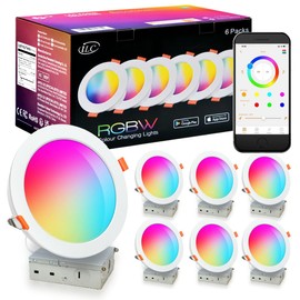 ILC 4 Inch LED Reccessed Downlights Compatible with Alexa (Hub Required), 10W, APP Controlled, RGB Color Changing, 2700K-6000K, 100W Equivalent, Recessed Ceiling Lights,Bluetooth MESH (6 Packs)