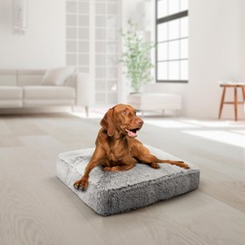 Bessie and Barnie Rectangle Dog Bed - Extra Plush Faux Fur Dog Bean Bag Bed - Fluffy Dog Beds for Large Dogs - Waterproof Lining and Removable Washable Cover - Multiple Sizes & Colors Available