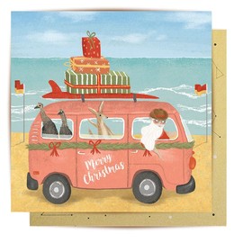 La La Land Greeting Card Travelling Santa Van