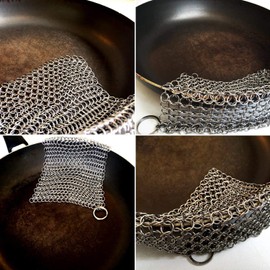 Mythrojan Chainmail Stainless Steel Scrubber: Ideal for Cleaning Cast Iron Skillet, Wok, Cooking Pot, Griddle or Cast Iron Cauldron Maintenance
