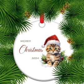Cat Lover Christmas Ornament - 2024 Cat Mom Ornament, Christmas Keepsake for Family Friends Couple
