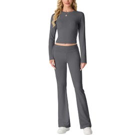 IWOLLENCE Two Piece Outfit Women 2-Piece Lounge Sets for Women UK Coord Outfit Y2K Gym Set Lounge Wear Tracksuit Full Set (Dark Gray, M)