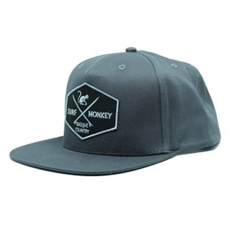Snapback Cap for Men - Surf Monkey Patch Front - Flat Peak - Textured Snapback Design with 5 Panels - Snapback Closure in Retro Style, gray