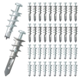 80Pcs Heavy Duty Plasterboard Fixings, Metal Wall Plugs and Screws, Cavity Raw Plugs Dry Wall Anchor Self Drill Drywall Fixings Set for Plaster Composite Wooden Boards