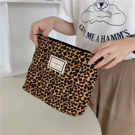 2Pcs Makeup Bags., Leopard Cosmetic Pouch Soft & Comfortable for Travel Make Up Handbags Large Capacity for Women, Fashionable Beauty Toiletry Organizer, Travel Essentials for Girls